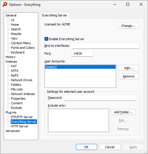 Everything Options Everything Server