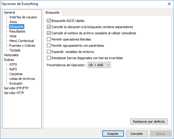 Everything Opciones Busqueda
